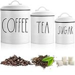Coffee Tea Sugar Canister Set by Brighter Barns - Farmhouse Coffee Container Set - Large Airtight Food Storage Containers with Lids - Farmhouse Kitchen Decor - Coffee Station Decor & Accessories