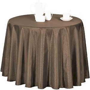 Castle Selection Jacquard Fabric 70" Round Decorator Tablecloth Diamond Pattern Spill Resistant (Brown)