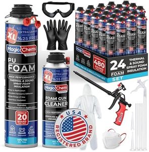 Spray Foam Insulation Kit (24 Pack-25.4 oz) Expanding Foam Sealant for Thermal & Acoustic InsulationFoam, Closed Cell, High Density SprayFoam, Covers up to 480 Board feet/sq. ft. Cleaner, Gun