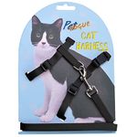 PetVogue Basic Full Body Cat Harness With Leash Set For Walking|Adjustable & Durable For Cats Adjustable Soft Sturdy Escape Proof Kitten Vest Harness And Leash With Reflective Strip (Black)