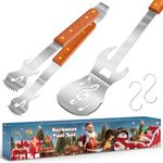 Guitar Gifts for Men - 2 Pcs Barbecue Tool Sets with Metal Spatula and Tongs, Unique Gifts for Grill and Music Lovers, Large Heavy Duty BBQ Set