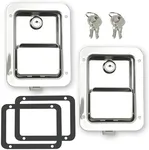 2 Pack Stainless Steel Toolbox Latch Locks with Keys – 5.5" x 4.25" Flush Mount Paddle Handle for Truck Tool Box, RV Door Lock Replacement, Weatherproof T-Handle Lock for Trailer, Camper, UTV (Silver)