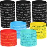 60 Pcs Bible Verses Bracelets Religious Silicone Bracelets Christian Inspirational Rubber Wristbands Colored Faith Bracelets Bible Verse Wristband for Men Women Teens, Word Style, /