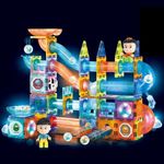 Happy Hues® Light Magnetic Tiles- Building Blocks for Kids 3D STEAM Educational Toys, Magnetic Marble Run/Toys for Kids Age 3 +Year Old Boys Girls Creative Gift (142 Pcs Magnetic Tiles)