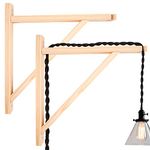 2 Pack Wall Mount Natural Wood Bracket Solid Bracket Shelf Supports Kits for Sconces Pendant Lights Swag Lamps Lighting Lamps Hanging Farmhouse Design DIY Project with Screws