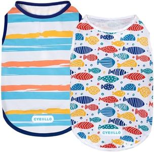 cyeollo 2pack Dog Cooling Shirt, Breathable Sleeveless Summer Clothes for Dogs, Intant Cool T Shirts for Small Dogs, Blue Fish XL