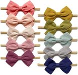 Cherssy Baby Girl Headbands and Hair Bows, 10pcs Stretchy Nylon Hairbands for Newborn, Infant, Toddlers