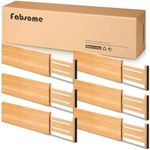 Fabsome Dresser Drawer Organizers 6 Pack, 4.65'' High Adjustable from 17-22‘’ Bamboo Drawer Dividers for Clothing Baby Clothes, Wooden Separators for Dresser Nursery Organization with Soft Foam Ends