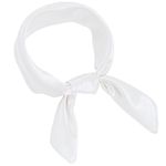 Pistha Chiffon Scarf Square Ribbon Neck Scarf Satin Scarf Handkerchief for Halloween Retro Women Girls Costume Accessory (White, 23.6 * 23.6 inch)