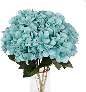 Jim's Cabin Artificial Flowers Silk Hydrangea Arrangements 1Bouquet with 5 Big Heads Fake Flower Bunch for Women Bedroom Wedding Cabin Decor DIY