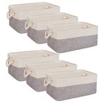 Storage Basket Bins [6Pack] Fabric Basket - Decorative Baskets Storage Box Cubes Containers W/Handles for Clothes Storage Books, Home, Office, Bedroom, Parlor, Car Storage(36X26X17, White&Grey)