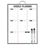 Sliandtelly Weekly Planner Dry Erase Calendar for Wall Hanging, 16"x12" Aluminum Frame Whiteboard Calendar with Handle, Portable White Board as Office To Do List, Meal Planner for Home Kitchen