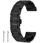 22mm Black Ceramic Watch Strap Band Quick Release Watch Bracelet Deployment Clasp Watch Strap for Men