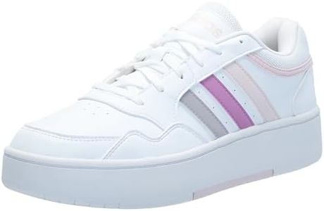 adidas Women's Hoops 3.0 Bold Basketball Sneaker, White/Preloved Purple/Almost Pink, 7