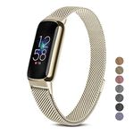 Meliya Metal Band for Fitbit Luxe Bands, Stainless Steel Mesh Loop Adjustable Replacement Strap for Fitbit Luxe Fitness Tracker Women Men (Champagne Gold)