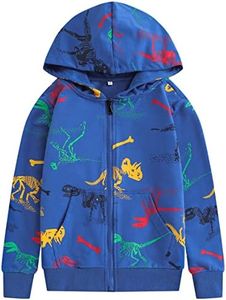 TLAENSON Boys Dinosaur Hoodies Zip Up Sweatshirts Kids Zipper Hooded Sweater Little Boys Dino Clothes Blue Size 140/8-9 Years