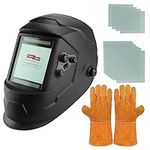 Welding Helmet Auto Darkening Solar Powered Welder Helmet with 4 Independent Shade Filter Sensor,Large Viewing Screen Anti Fog Welding Mask for Mig Tig Arc Grinding [10 x Replacement Lens]