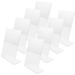 ZOFUN 8 Pcs A5 Acrylic Holders, 150 x 210 mm Slanted A5 Acrylic Sign Holders, L-Shape Perspex Display Stands for Cards & Menu, Clear Plastic Display Stands for Tables Restaurant Hotel Counter Shop