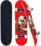 Skateboards 7 Layers Decks 31"x8" Pro Complete Skate Board Maple Wood for Beginners (red)