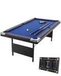 Garvee 6 FT Pool Table for Home, Compact Billiard Table Set with Cues, Balls, Triangle, Brush and Chalk, Folding Pool Tables for Family Game Room