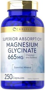 Carlyle Magnesium Glycinate | 665 mg | 250 Capsules | Non-GMO and Gluten Free Formula | Essential Buffered Mineral Supplement by