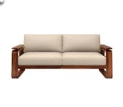 Kunjal Furniture Solid Sheesham Wood Wooden 2 Seater Sofa for Living Room & Office | Sofa with Cream Cushions Seat | The Elegance Collection (Honey Finish)