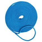 Amarine Made 3/4 Inch 25 FT Double Braid Nylon Dockline Dock Line Mooring Rope Double Braided Dock Line (Blue)