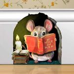 Mouse Reading Book Wall Sticker Decal – Kids Room, Classroom, Home Decor, Bookcase, Book Lover Gift, Children's Bedroom, Nursery, Cute Mouse, MICESTERPIECE