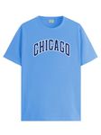 ADRO Mens T Shirt Urban Style Tshirt Printed with Chicago Design Cotton & Eye Catching Print Stylish T-Shirt for Men Sky Blue Tshirt|RN24-CAGO-SK-L