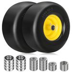 Aremae13x6.50-6 Flat Free Tire and Wheel with 1/2" & 3/4" & 5/8" Precision Bearings, 13x6.50x6 Lawn Mower Tires with 5.5"-7.5" Centered Hub, 13x6.50-6 tire for Riding Lawn Mower Garden Tracto-2PCS