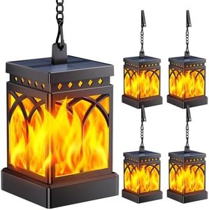 KOOPER 4 Pack Solar Lanterns Outdoor Waterproof, Upgraded Flickering Flame Modes + Constant Modes Hanging Solar Lantern Lights for Outside, Lanterns Decorative Outdoor for Garden Table Yard Tree Decor