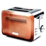 Haden Boston Copper Pyramid 2-Slice Toaster with Variable Browning Control, Removable Crumb Tray, Defrost & Reheat Functions - Sleek Retro Design