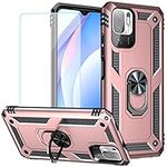 Yerebel for Mi Poco M3 Pro/Redmi Note 10T 5G M2103K19G Case with Tempered Glass Screen Protector, [Military Grade] [Metal Ring] [Magnetic Support] Armor Cover for Xiaomi Redmi Note 10 5G (Rose Gold)