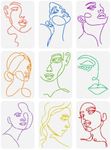 FINGERINSPIRE 9PCS Lady Line Art Painting Stencil 8.3x11.7 inch Woman Face Painting Template Minimalist Line Facial Features Stencil Character Theme Craft Stencil for Painting on Wall Wood Furniture