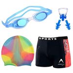 Golden Girl Men Swimming Costume | Shorts | Trunk Goggles Cap 2 Earplug Nose Clip Swimsuit Swimming Kit (Multicolor, XX-Large)