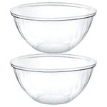 Plasticpro Disposable 150 Ounce Round Crystal Clear Plastic Serving Bowls, Party Snack or Salad Bowl, Chip Bowls, Snack Bowls, Candy Dish, Salad Container Pack of 2