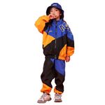 Boys' Girls' Color Block Jacket Track Pants Sets Dance Outfits Sportswear Unisex (8-10 Blue)