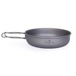 Boundless Voyage 7 inch Titanium Frying Pan Plate Dish with Folding Handle Ultralight Camping Picnic Skillet Griddle Tableware Titanium Pan Ti-2063C