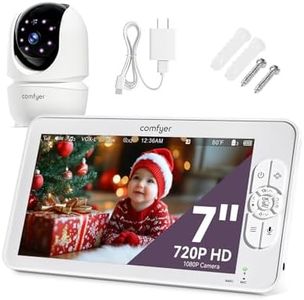 Comfyer 7" HD Baby Monitor with Camera and Audio, 120 Hrs 6000mAh Battery Runs 5 Days in VOX Mode, Auto Night Vision, Hack Proof, Remote PTZ