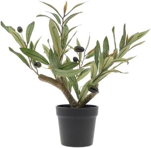 Quancru 37cm Artificial Olive Tree Small Fake Olive Tree Plants with Black Pot Faux Olive Greenery for Home Office Hotel Table Shelf Decor