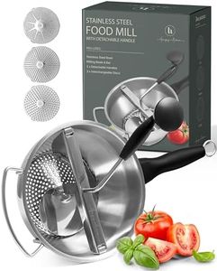 Stainless Steel Food Mill with Detachable Handles – Hand Crank Grinder for Baby Food, Tomato Sauce & Mashed Potatoes – Includes 3 Discs – Easy to Use & Clean – Great for Home Chefs, Parents & Canning