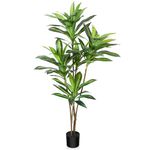 OAKRED Artificial Dracaena Tree, 5FT Tall Fake Plants Artificial Dracaena Plants for Indoor, Fake Trees for Office Home Living Room Floor Patio Greening Porch Decor, Set of 1