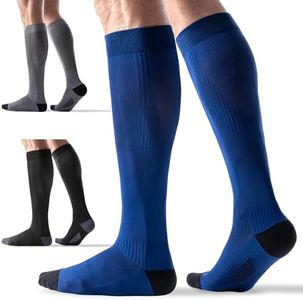 3 Pairs Sports Compression Socks 15-20 mmHg for Women Men - Comfort Cuff, Cushioned Support Sock for Running Athletic