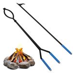 Uten Fire Poker Set with 39.4"/100cm Fire Poker & 37.6"/99.5cm Fire Tongs, Large Heavy-Duty Fireplace Accessories, Fireplace Tool Set, Fireside Companion, Indoor Fireplace, Outdoor Campfires