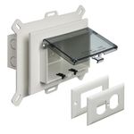 Arlington Industries Arlington DBHS1C-1 Low Profile IN BOX Recessed Outlet Box Wall Plate Kit for New Vinyl Siding Construction, Horizontal, 1-Gang, Clear