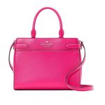Kate Spade New York Staci Small Saffiano Leather Satchel Handbag Deep Hibiscus, Pink, Pink, S, Satchel