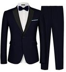 MAGE MALE Men's 2 Piece Suit Notched Lapel One Button Slim Fit Formal Wedding Prom Tuxedo Suits Blazer Pants with Bow Tie Set