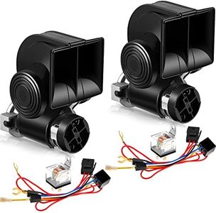 2 Pack Train Horn for Car Truck 12V 150db Loud Electric Snail Air Horn Kit with Relay Harness for Vehicles Motorcycle Boat Ship(Black)