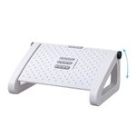 Foot Rest Footrest Under Desk,Adjustable Office Stool Ergonomic with 6 Height Position and Roller Massage, ABS Thickened - Easy to Clean, Anti-Slip and Silent for Home Office,White