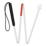 MonMed Red and White Folding Mobility Cane with Marshmallow Tip, 49 Inch (125cm), for Visually Impaired and Blind People